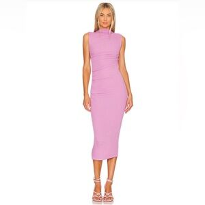 Enza Costa Knit Sleeveless Twist Midi Dress in Orchid Flower